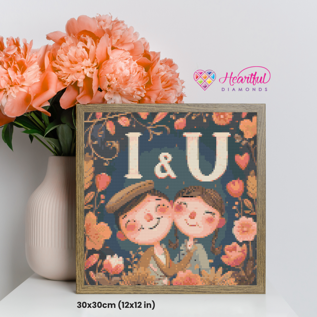 I & U Diamond Painting Kit-30x30cm (12x12 in)-Heartful Diamonds