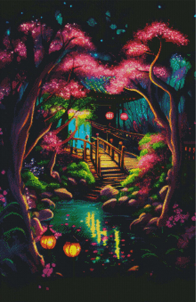 Illuminated Japanese Garden-Diamond Painting Kit-Heartful Diamonds