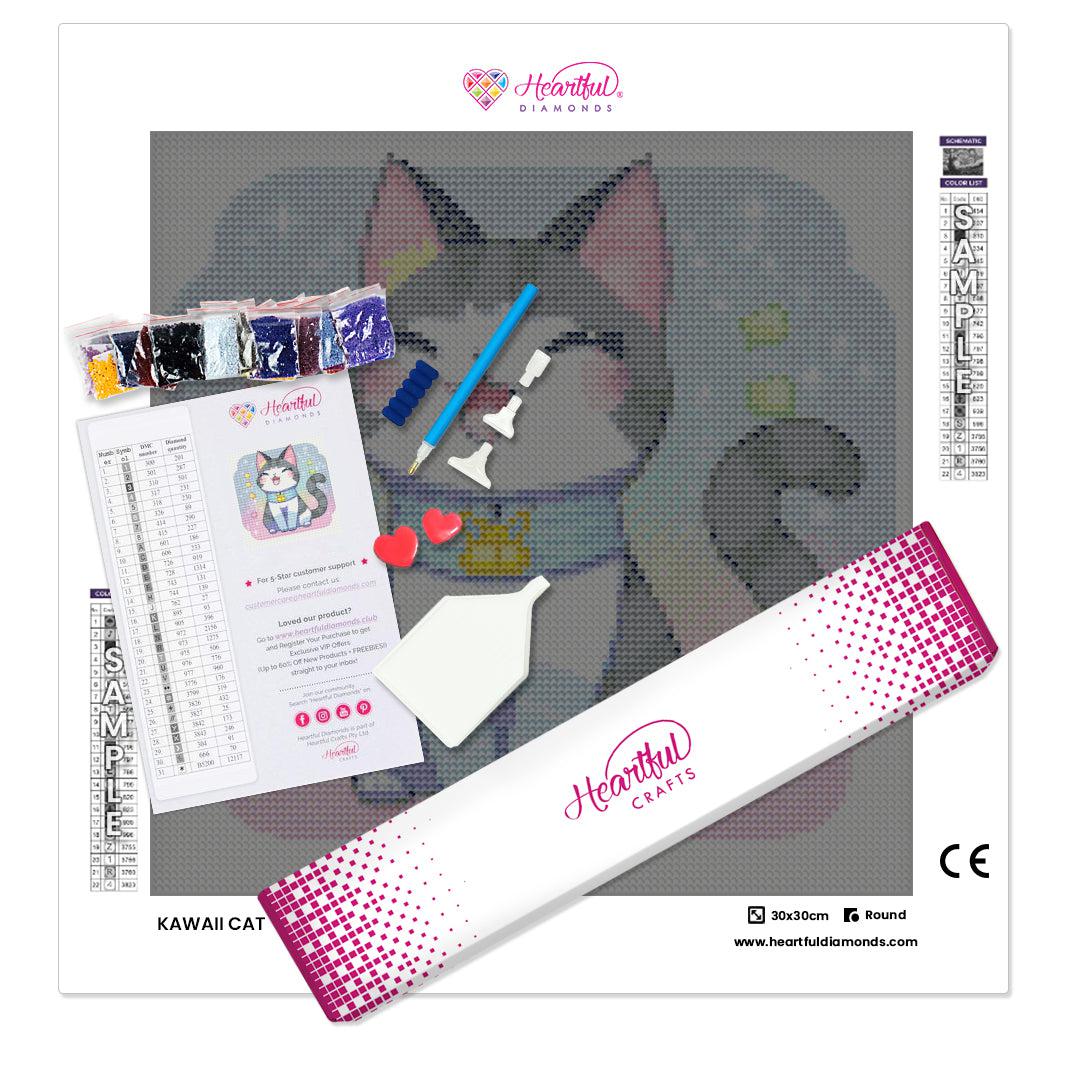 Happy Kawaii Cat-Diamond Painting Kit-Heartful Diamonds