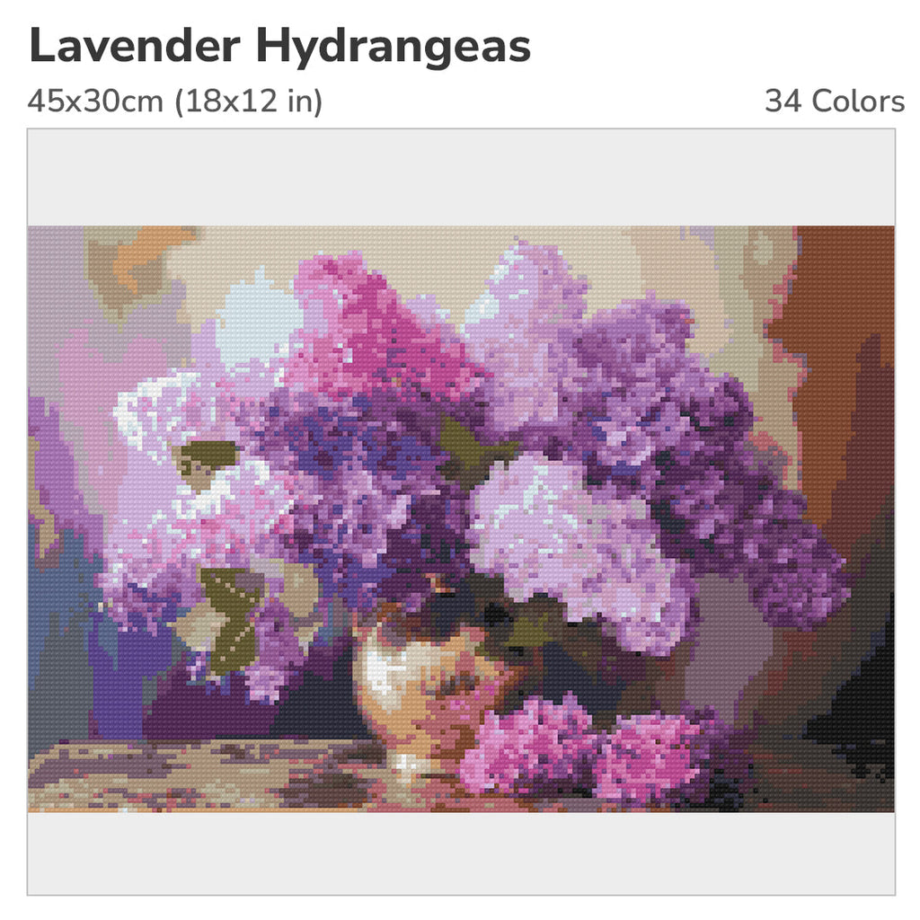 Lavender Hydrangeas Diamond Painting Kit-45x30cm (18x12 in)-Heartful Diamonds