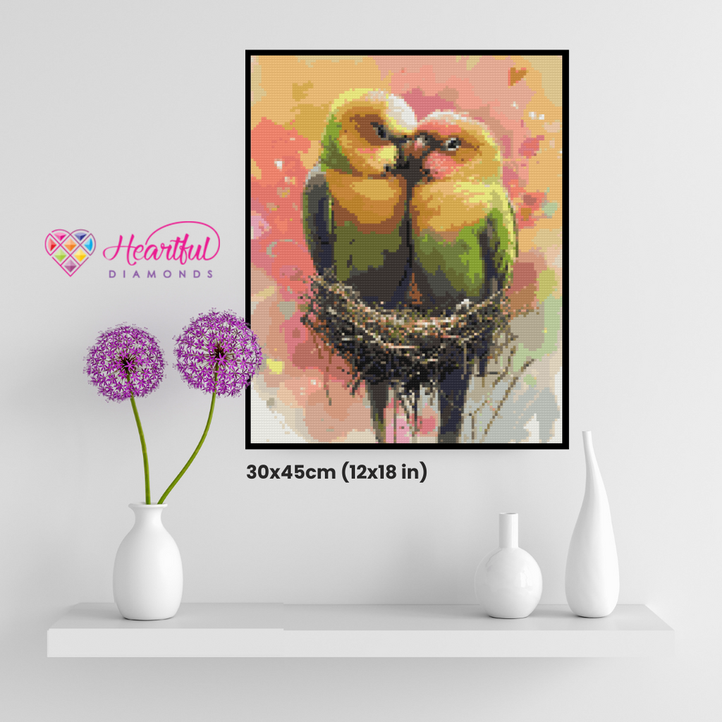 Lovebirds Diamond Painting Kit-30x45cm (12x18 in)-Heartful Diamonds