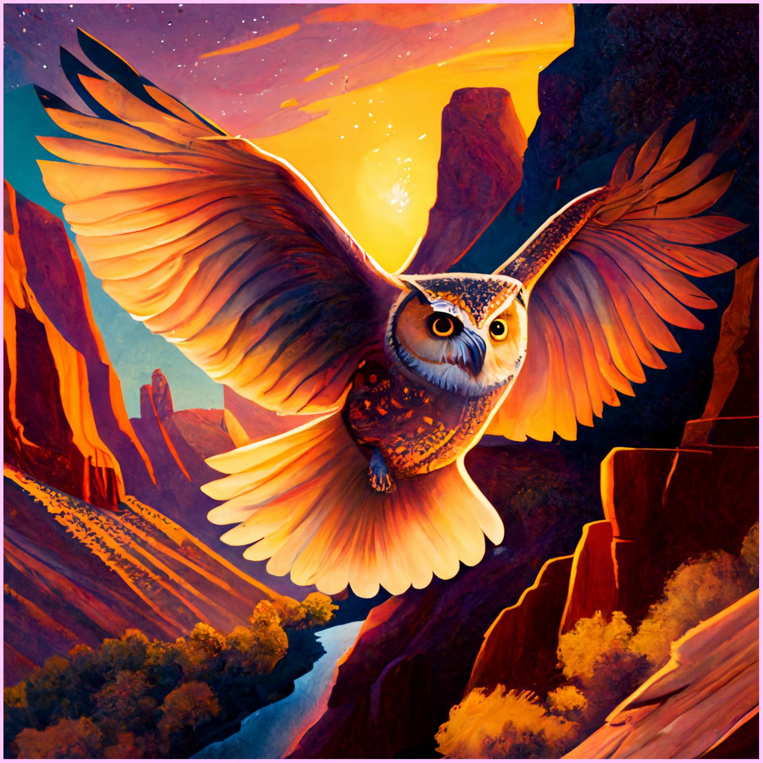 Majestic Owl Over Canyons-Diamond Painting Kit-Heartful Diamonds