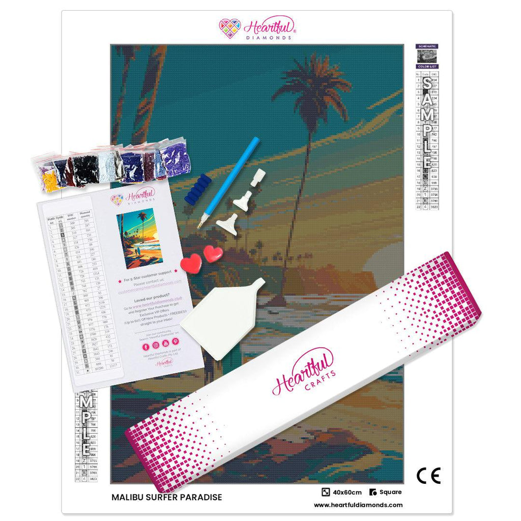 Malibu Surfer Paradise-Diamond Painiting Kit-Heartful Diamonds