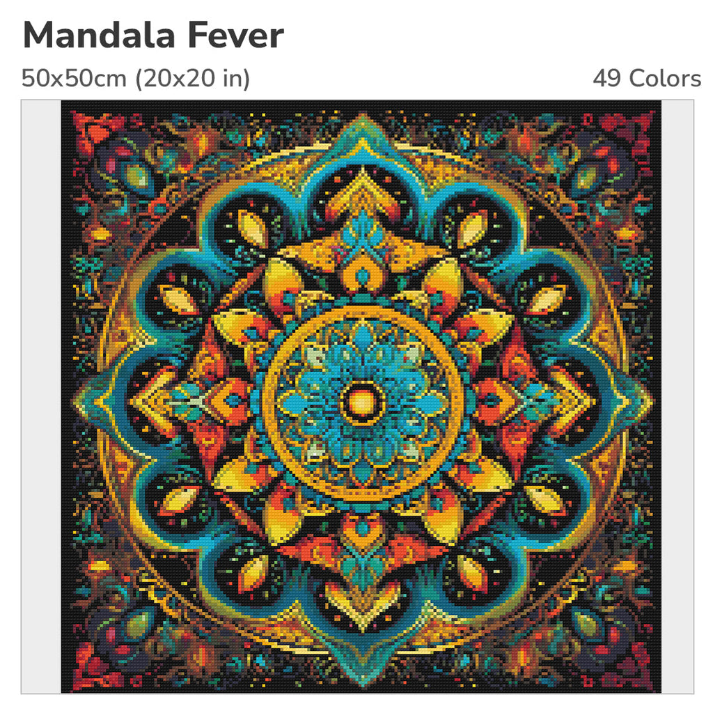 Mandala Fever Diamond Painting Kit-50x50cm (20x20 in)-Heartful Diamonds