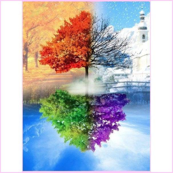 Tree of 4 Seasons-Diamond Painting Kit-Heartful Diamonds
