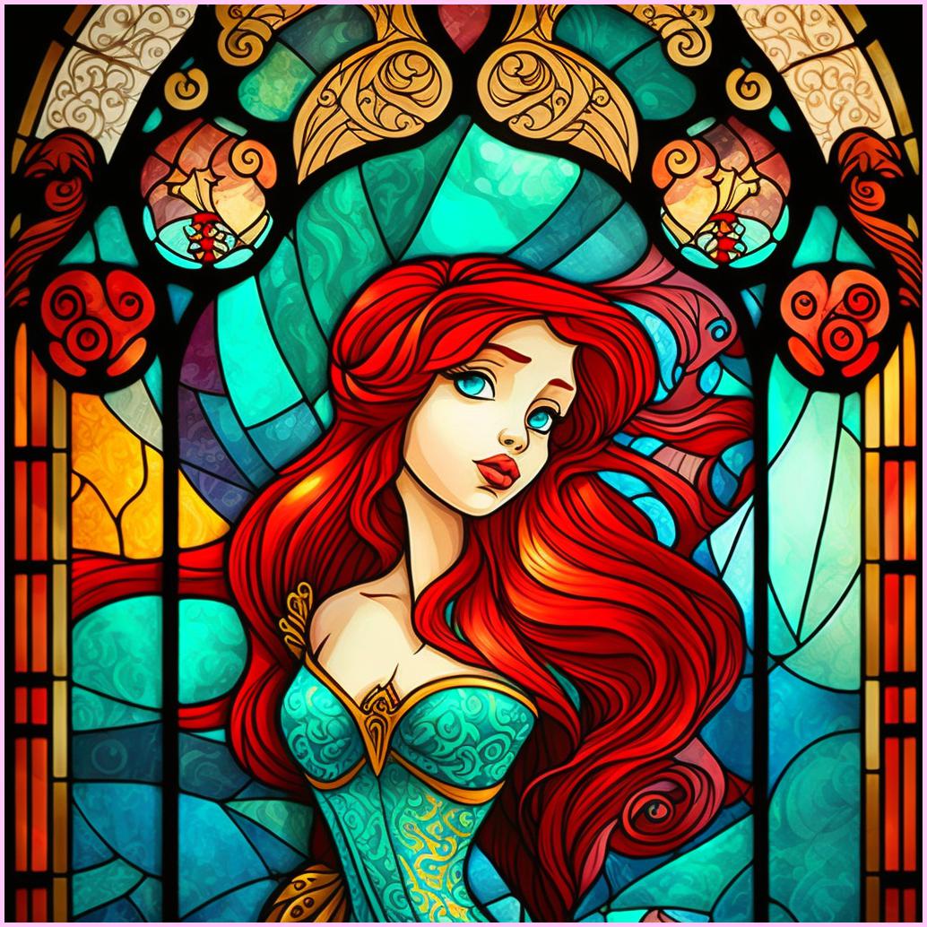 Mermaid Princess of the Sea Stained Glass-Diamond Painting Kit-Heartful Diamonds