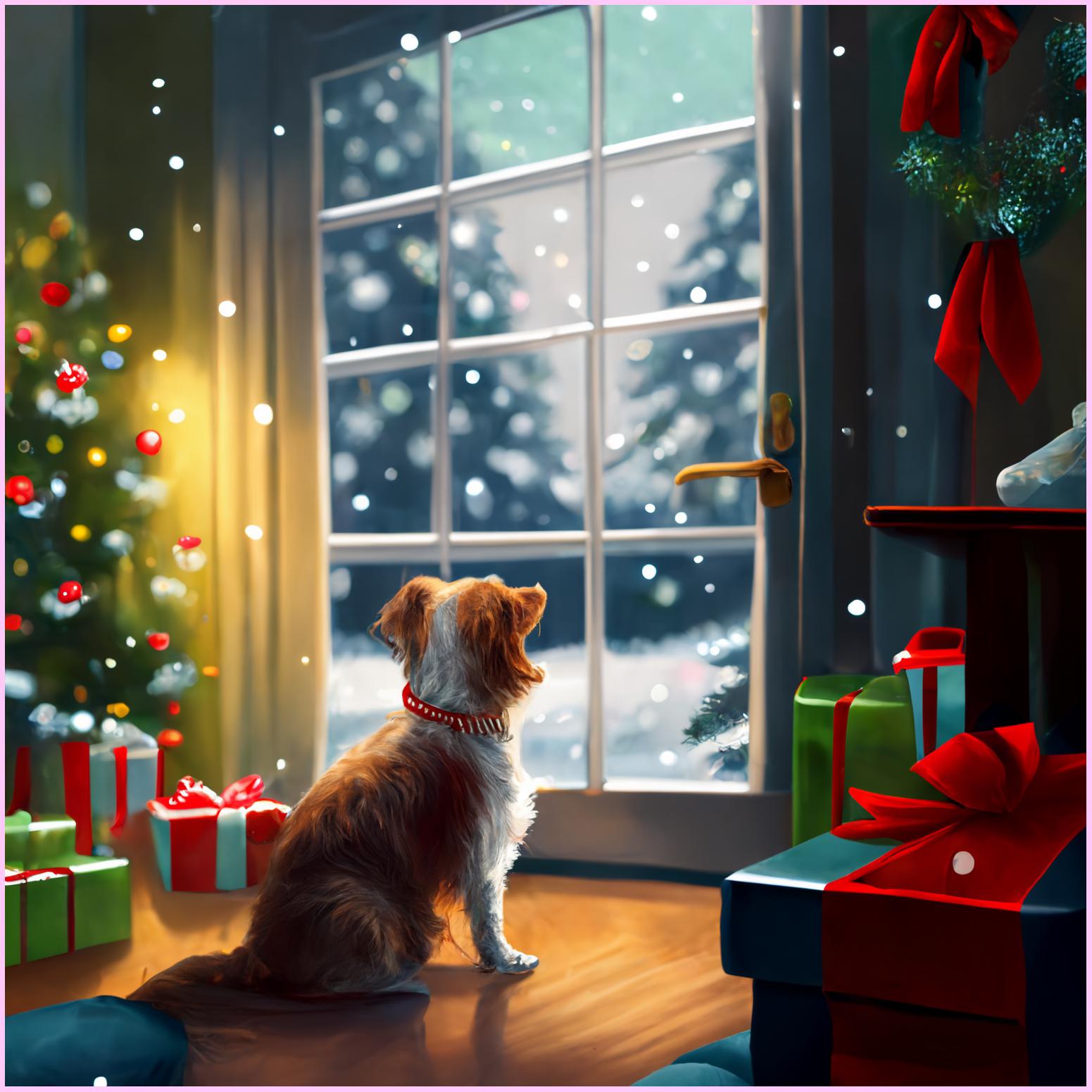 Merry Christmas with Fido-Diamond Painting Kit-Heartful Diamonds