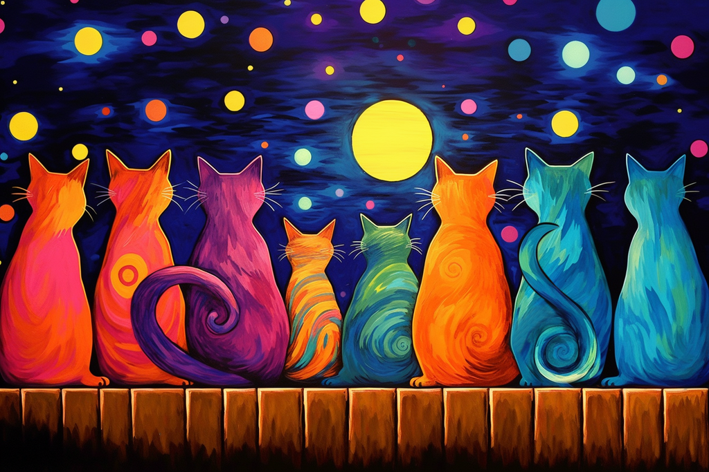 Moonlit Whiskers Diamond Painting Kit-45x30cm (18x12 in)-Heartful Diamonds