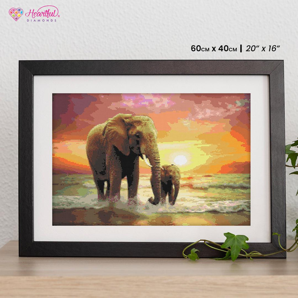 Mother and Baby Elephant Diamond Painting Kit-Heartful Diamonds