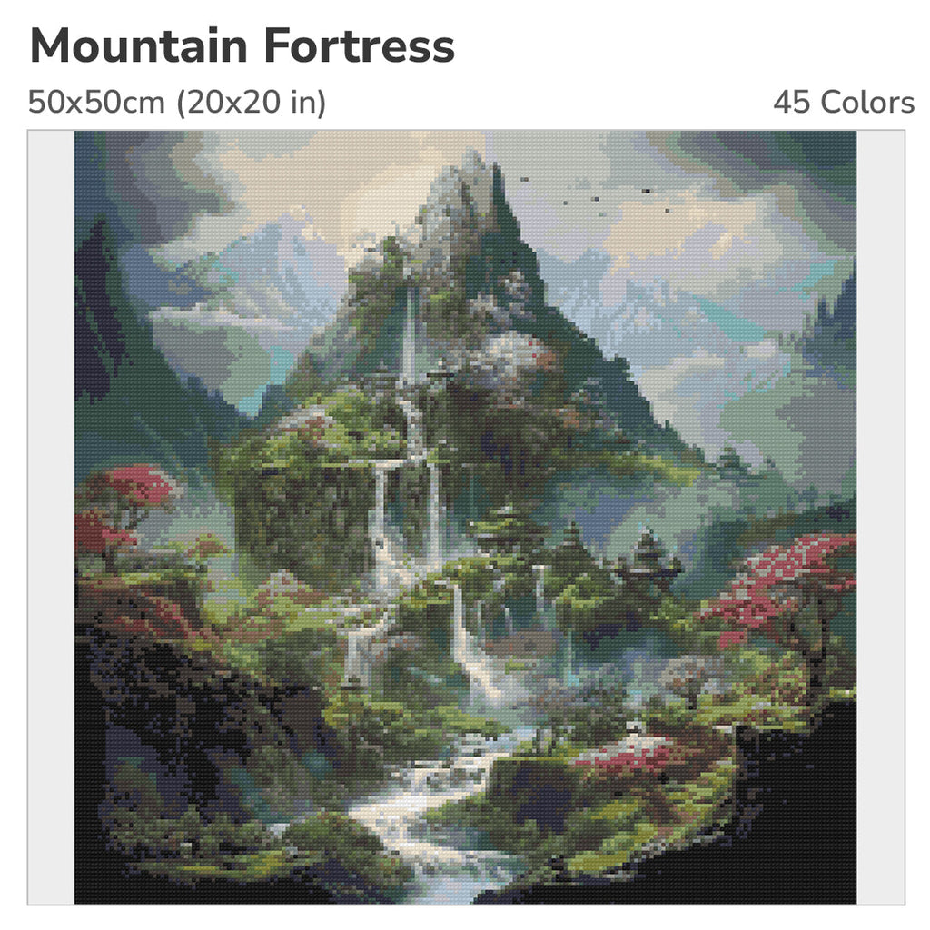 Mountain Fortress Diamond Painting Kit-50x50cm (20x20 in)-Heartful Diamonds