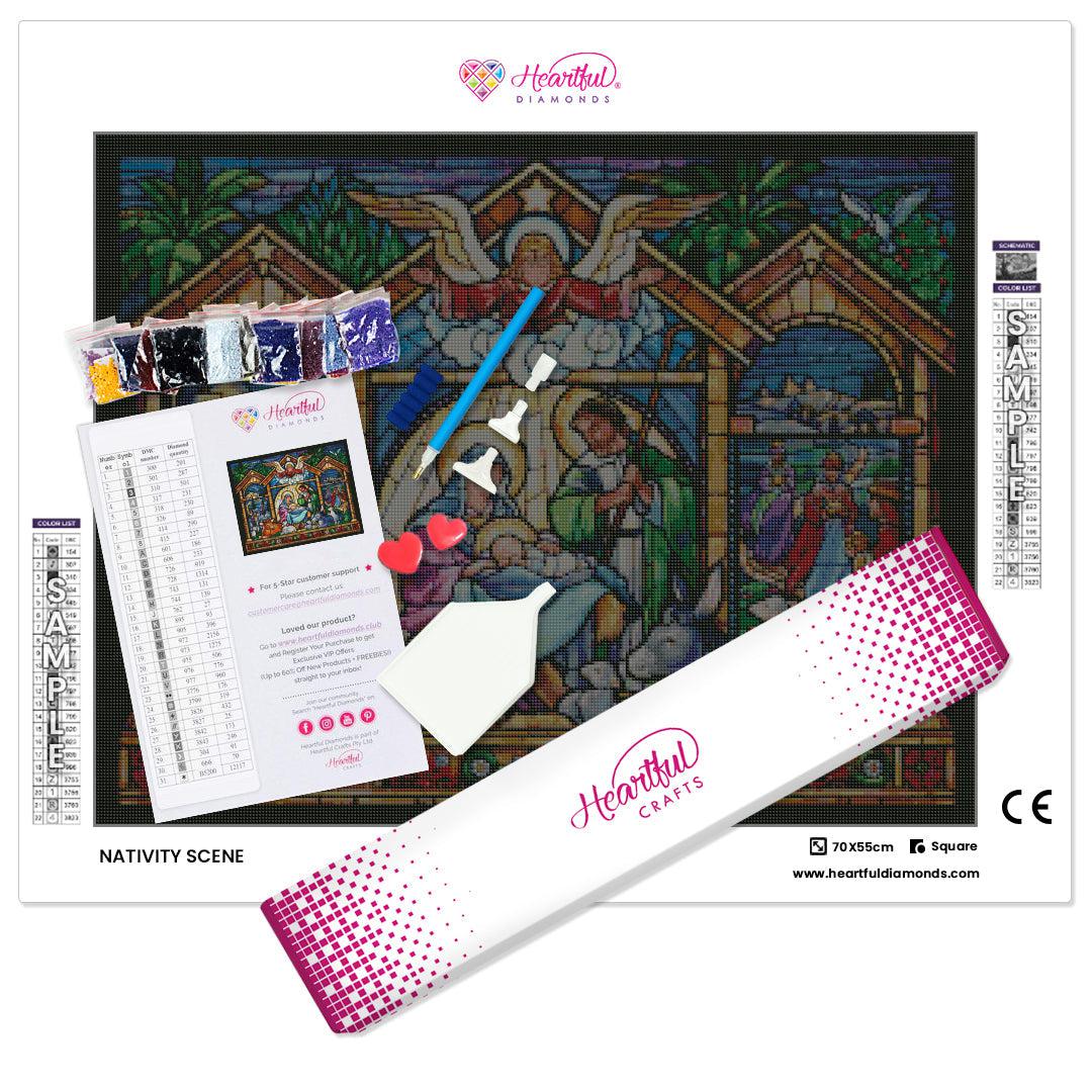 Stained Glass Nativity Scene-Diamond Painting Kit-Heartful Diamonds