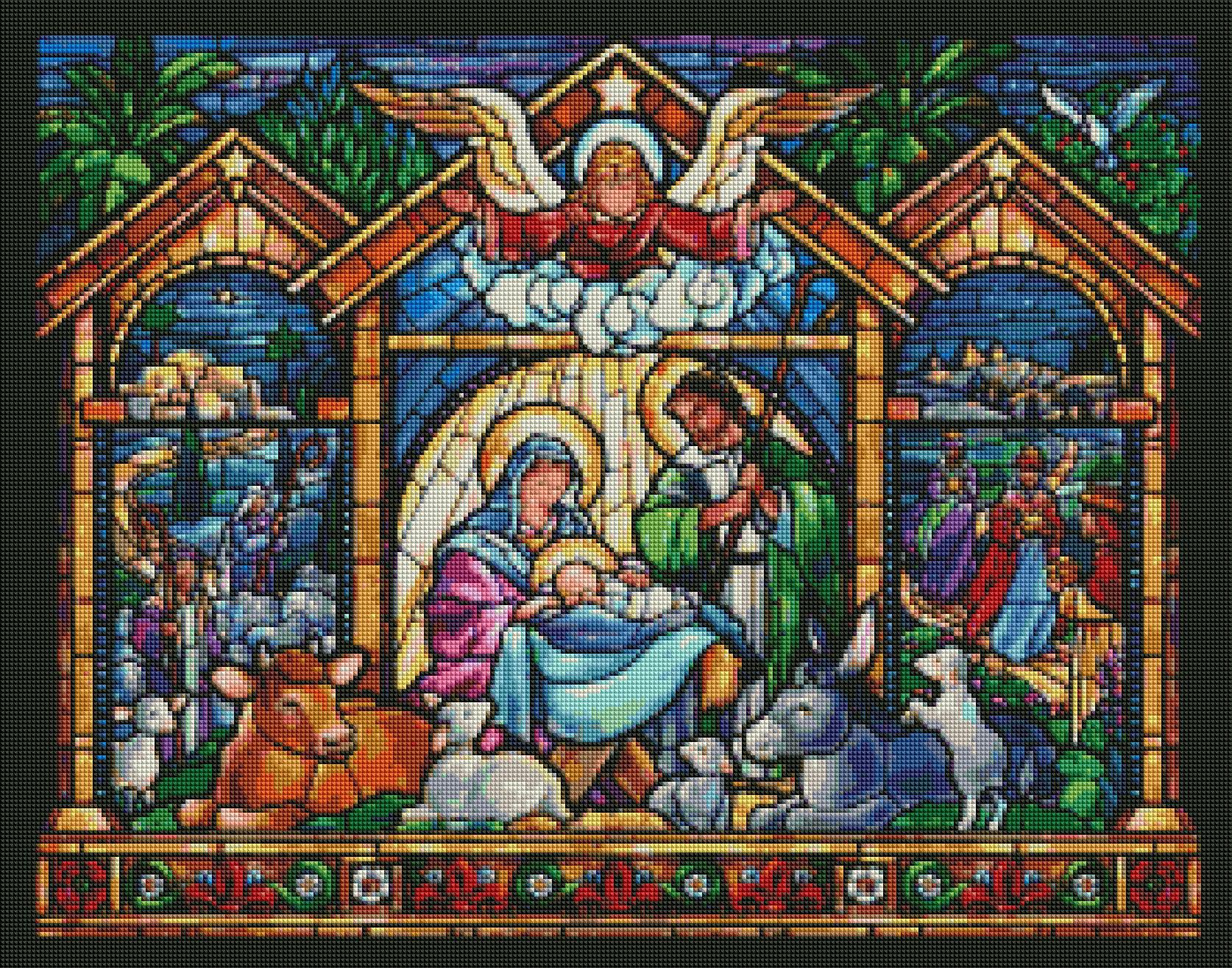 Stained Glass Nativity Scene-Diamond Painting Kit-Heartful Diamonds