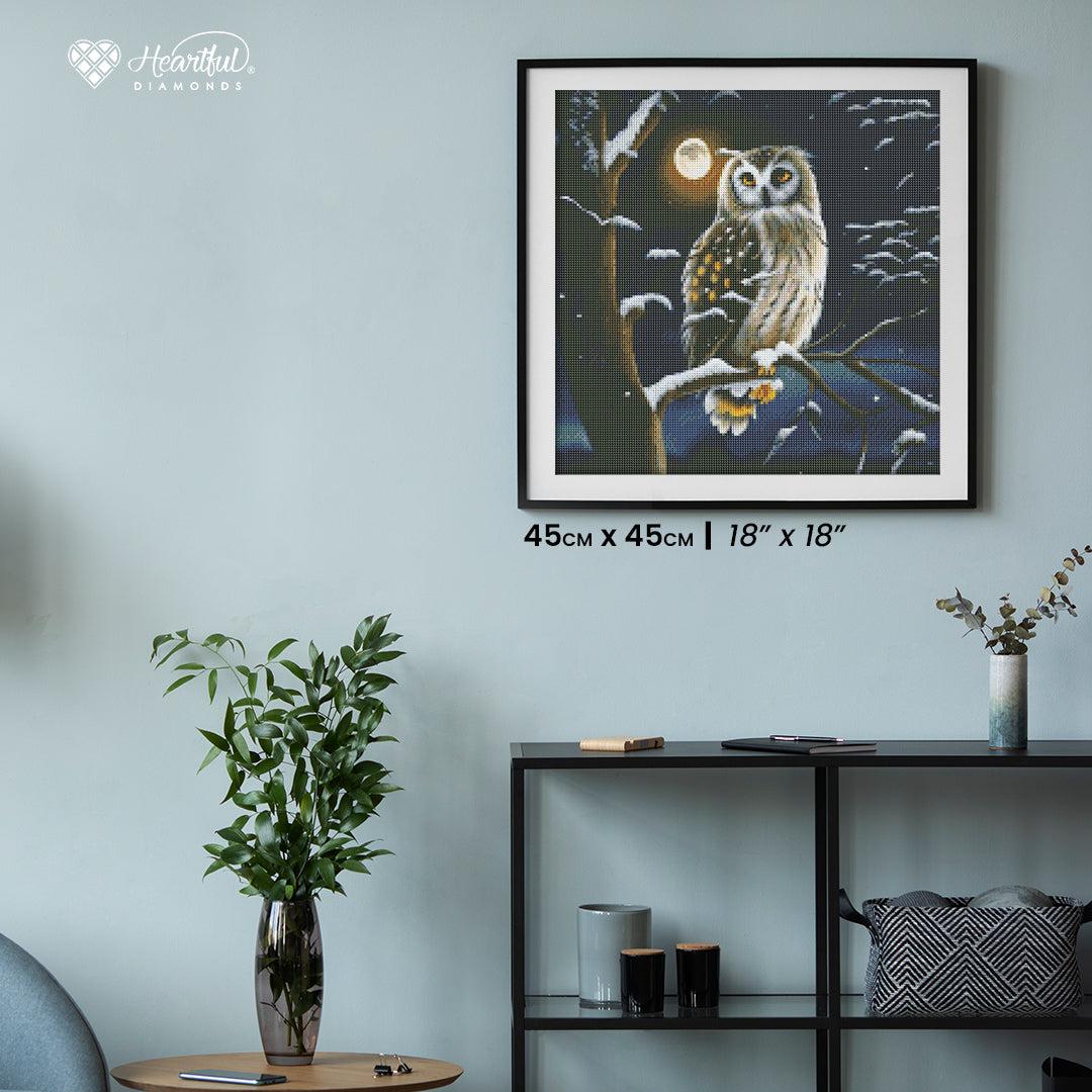 Mystical Owl in Winter Night-Diamond Painting Kit-Heartful Diamonds