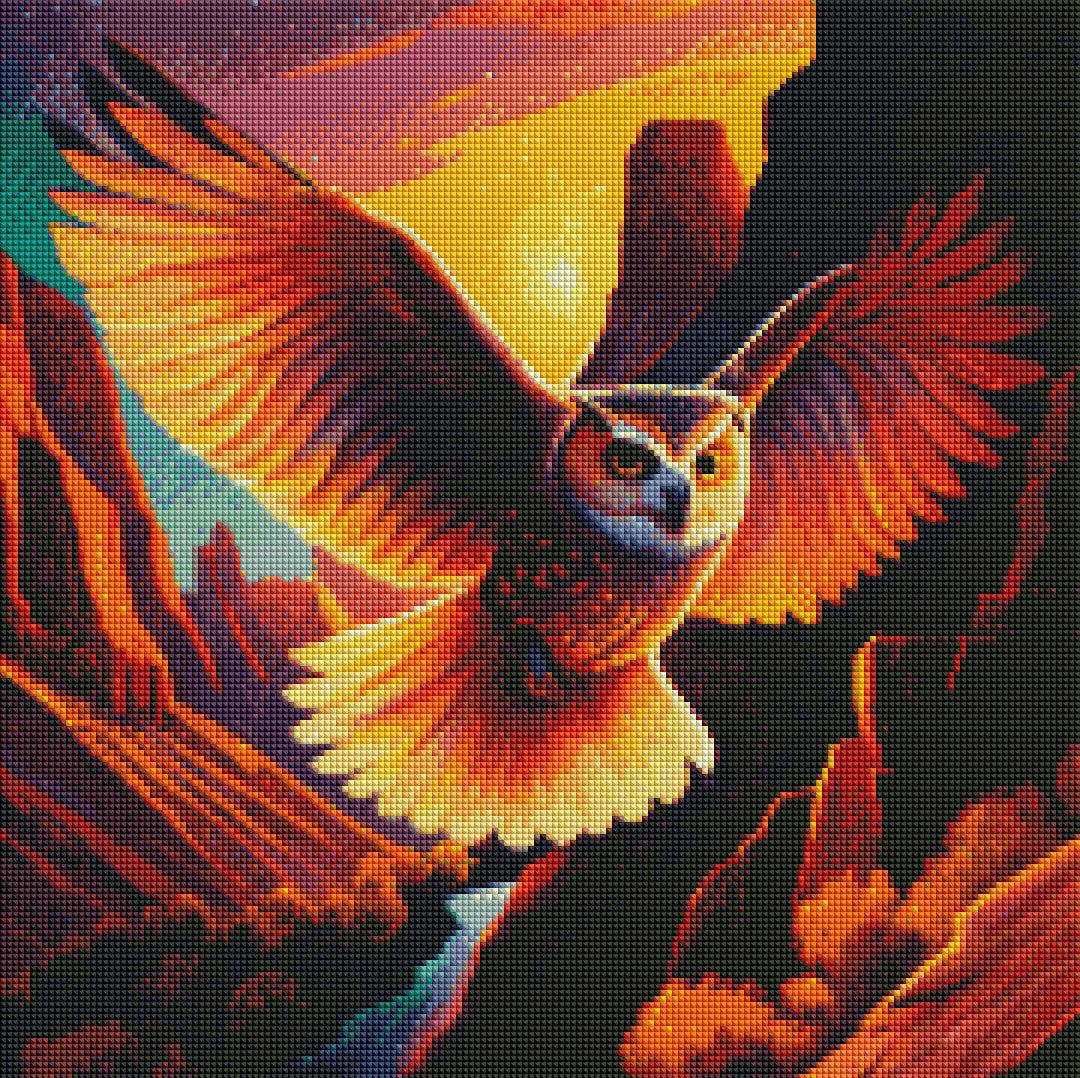 Majestic Owl Over Canyons-Diamond Painting Kit-Heartful Diamonds