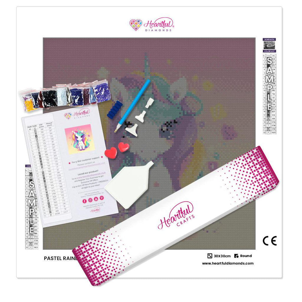 Pastel Rainbow Unicorn-Diamond Painiting Kit-Heartful Diamonds