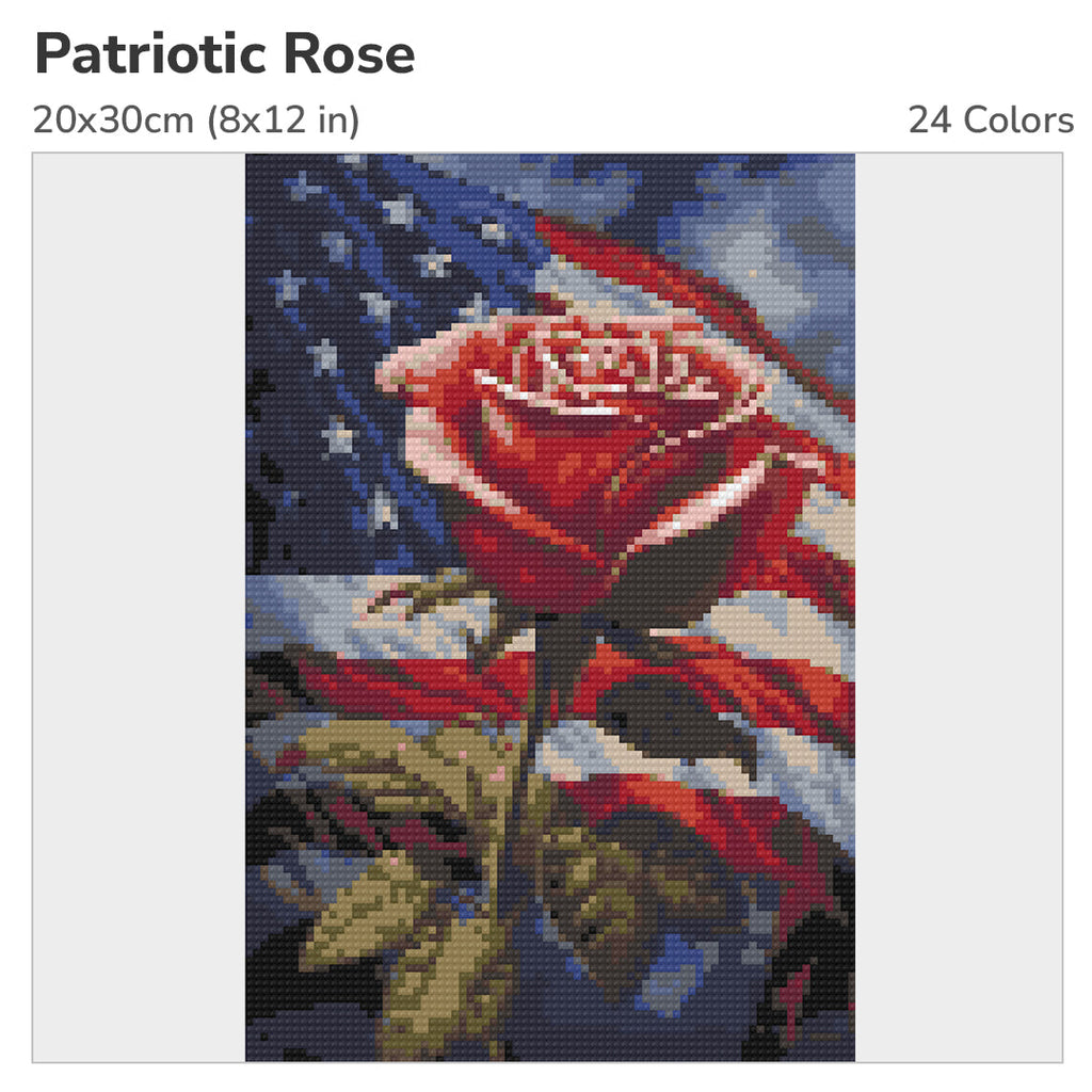 Patriotic Rose Diamond Painting Kit-20x30cm (8x12 in)-Heartful Diamonds