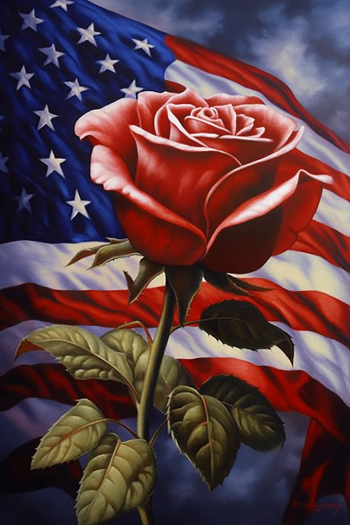 Patriotic Rose Diamond Painting Kit-20x30cm (8x12 in)-Heartful Diamonds