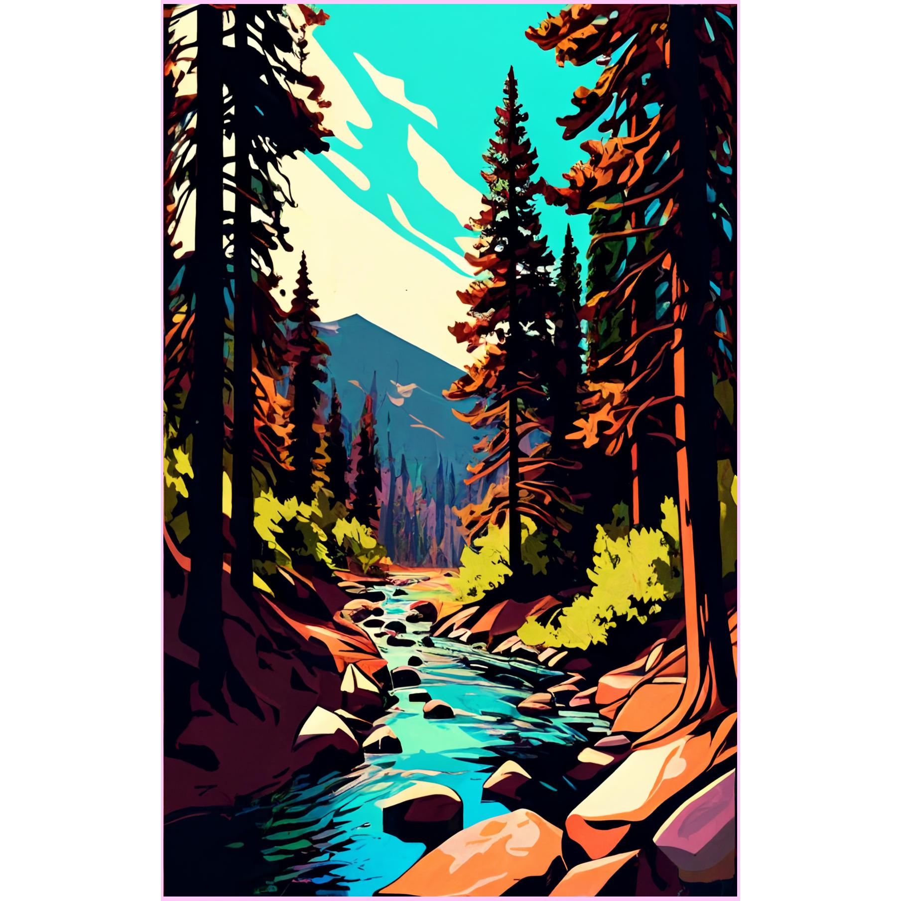 Peaceful Forest Stream-Diamond Painting Kit-Heartful Diamonds