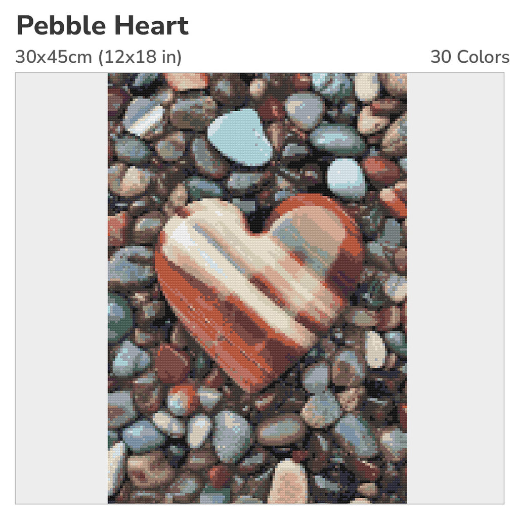 Pebble Heart Diamond Painting Kit-30x45cm (12x18 in)-Heartful Diamonds