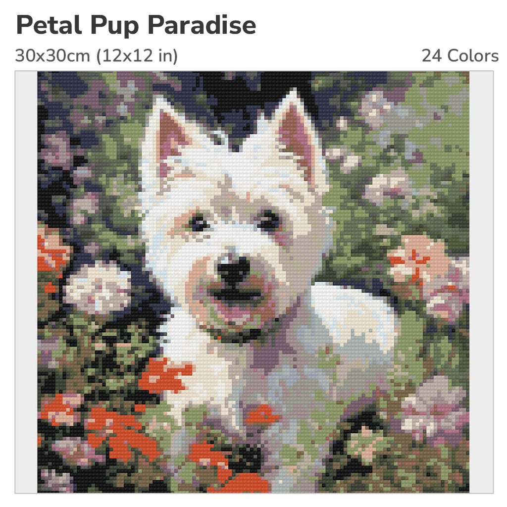 Petal Pup Paradise Diamond Painting Kit-30x30cm (12x12 in)-Heartful Diamonds