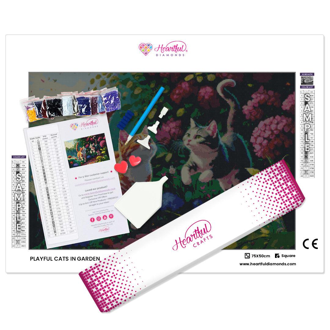 Playful Kittens in the Garden-Diamond Painting Kit-Heartful Diamonds