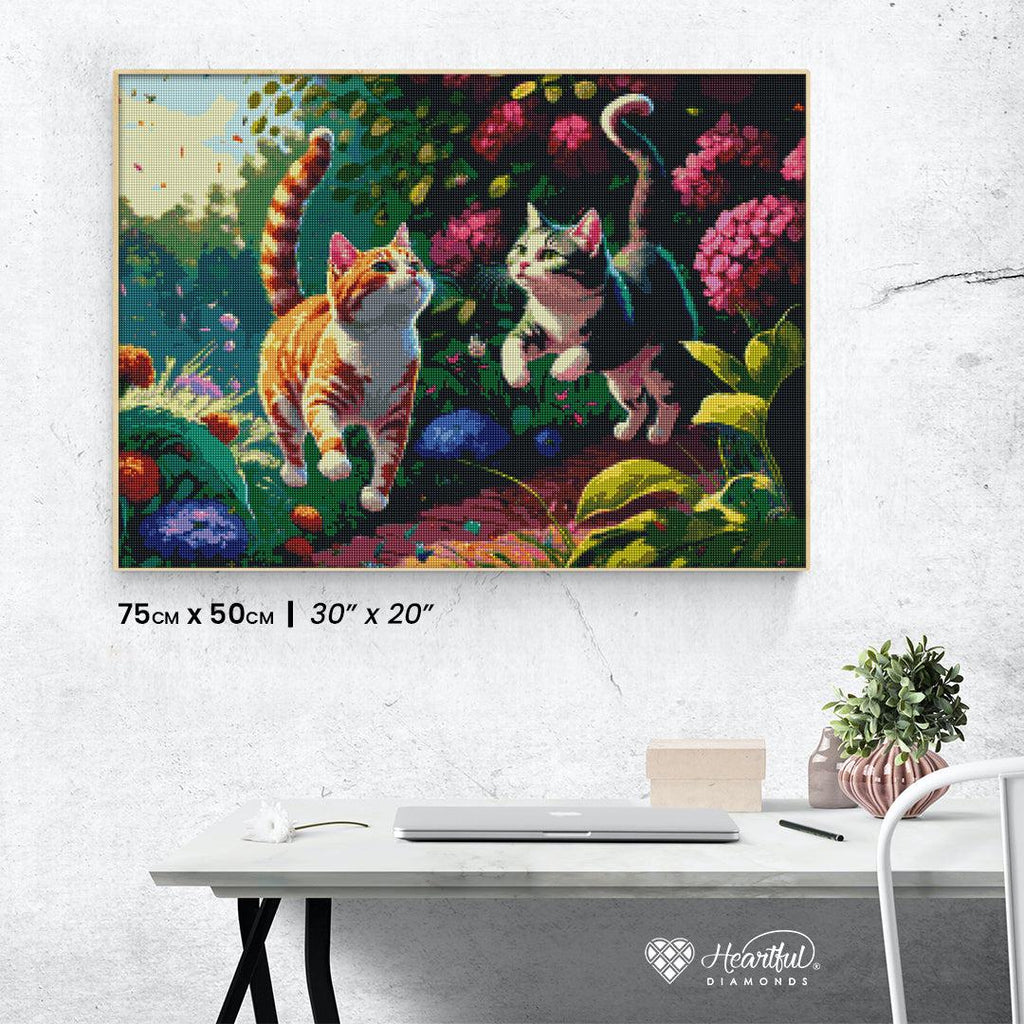 Playful Kittens in the Garden-Diamond Painting Kit-Heartful Diamonds