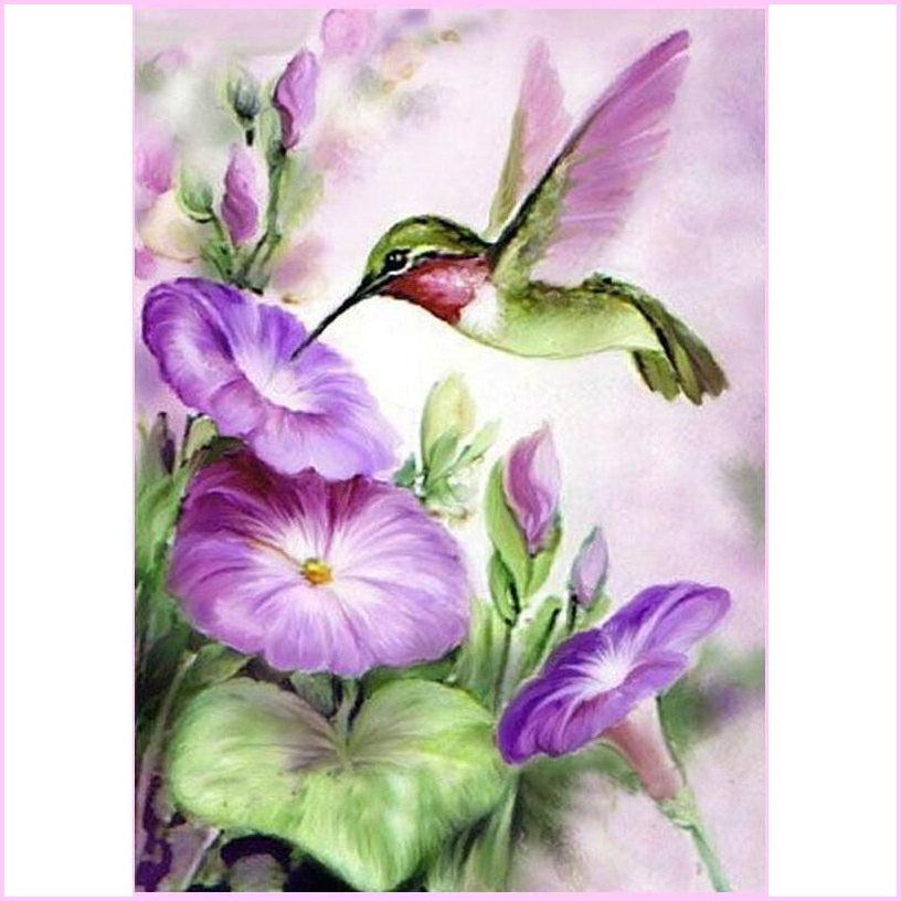 Purple Hummingbird Diamond Painting-Diamond Painting Kit-Heartful Diamonds