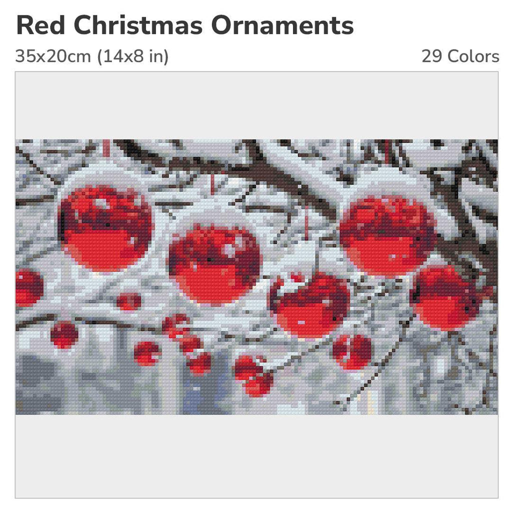 Red Christmas Ornaments Diamond Painting Kit-35x20cm (14x8 in)-Heartful Diamonds