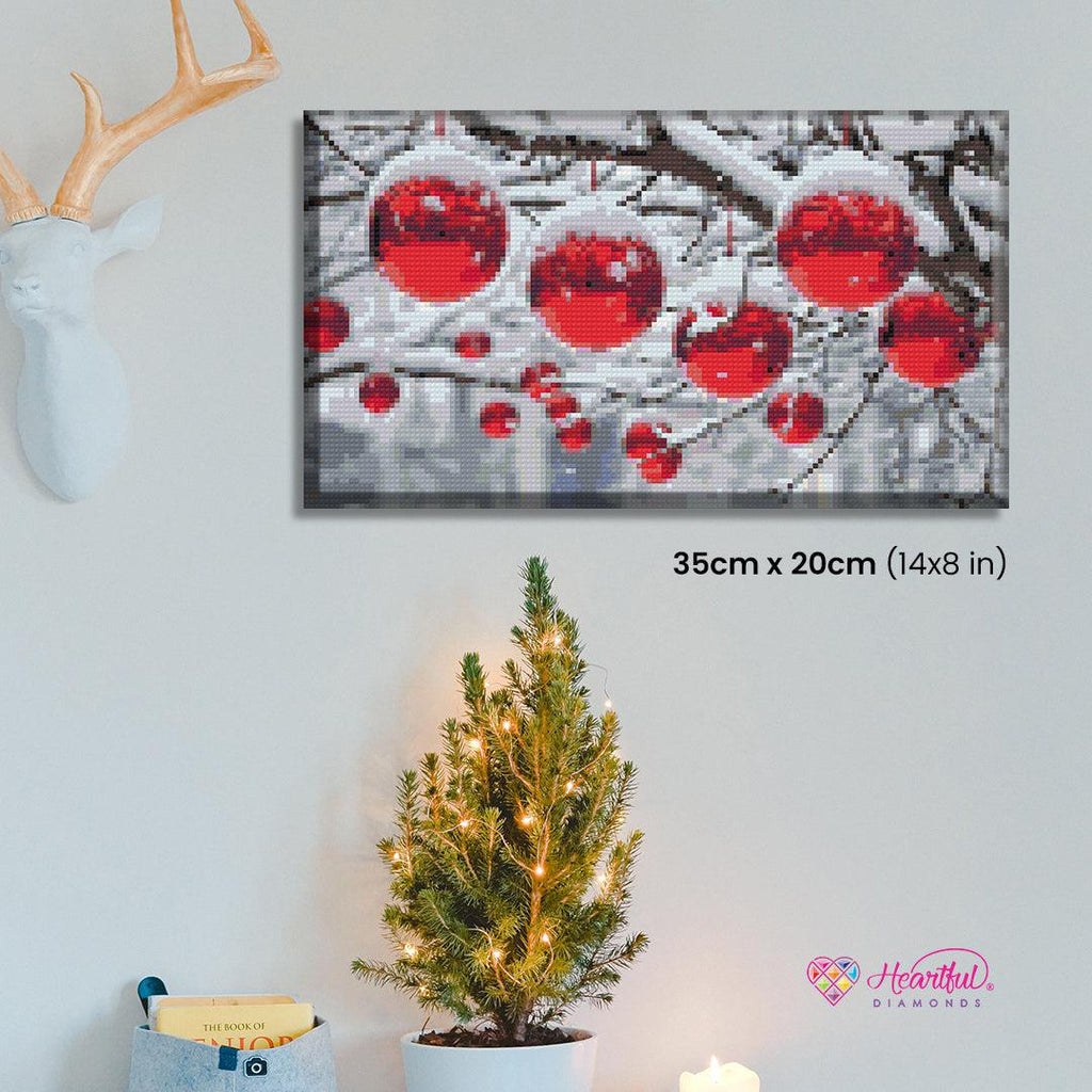 Red Christmas Ornaments Diamond Painting Kit-35x20cm (14x8 in)-Heartful Diamonds