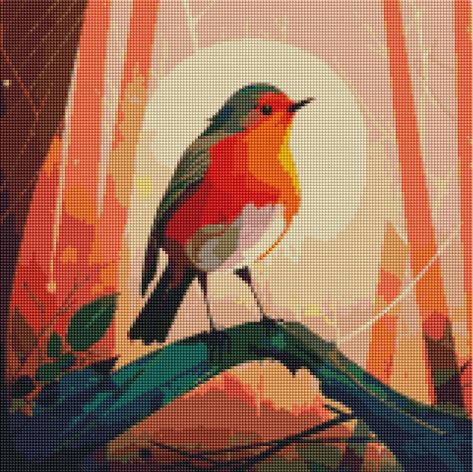 Red Robin in the Forest-Diamond Painting Kit-Heartful Diamonds