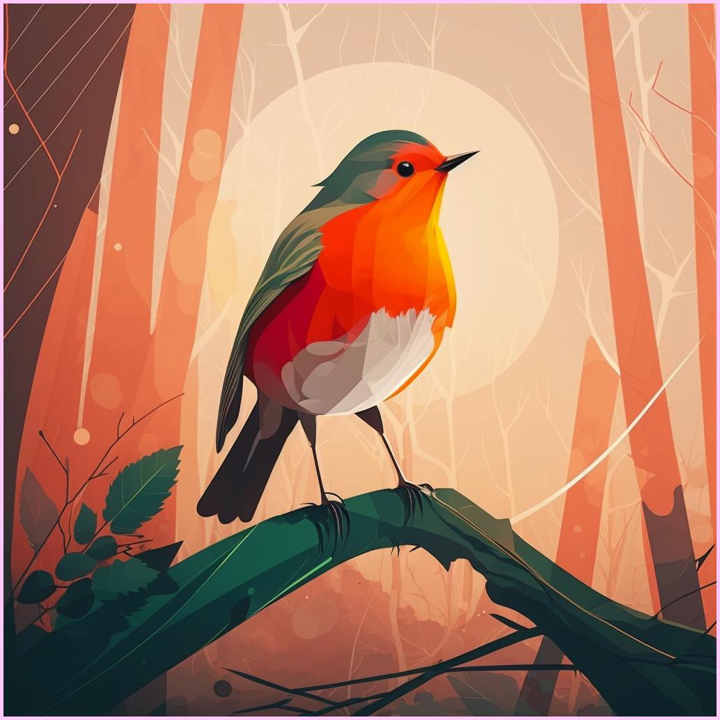 Red Robin in the Forest-Diamond Painting Kit-Heartful Diamonds