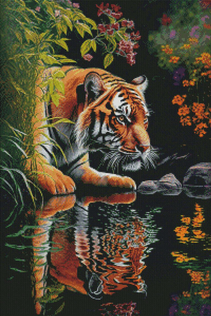 Reflections of the Wild Tiger-Diamond Painting Kit-Heartful Diamonds