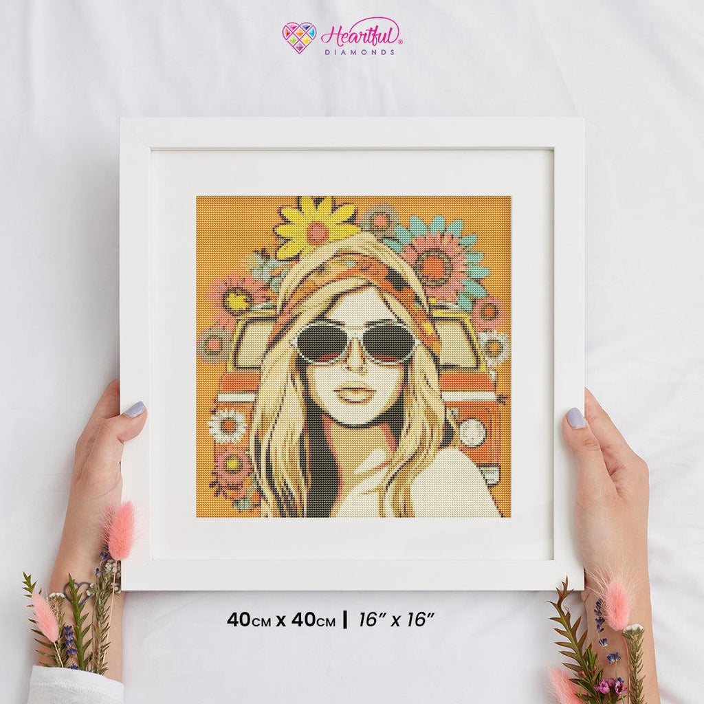 Retro Hippie Woman-Diamond Painting Kit-Heartful Diamonds