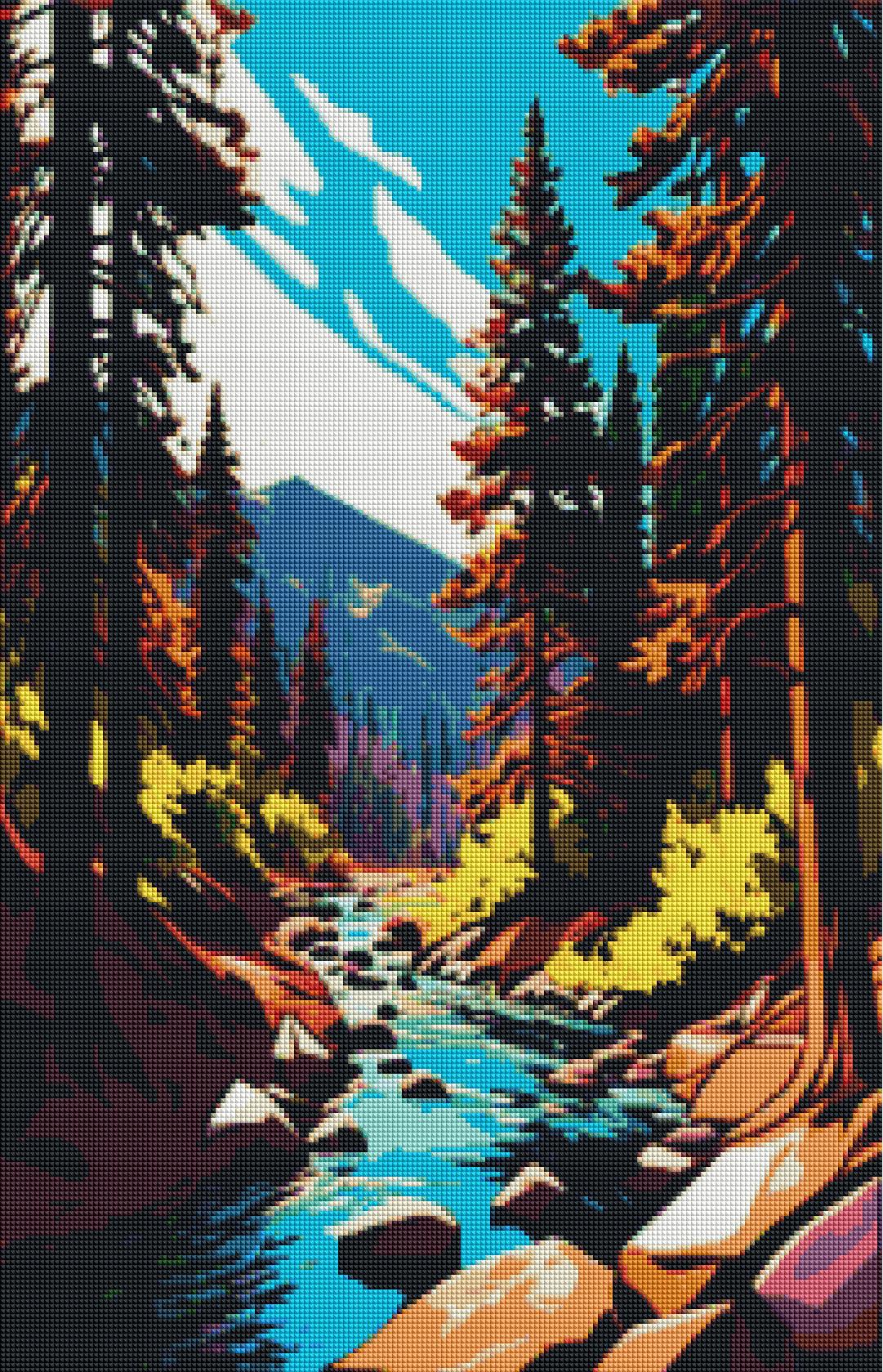 Peaceful Forest Stream-Diamond Painting Kit-Heartful Diamonds