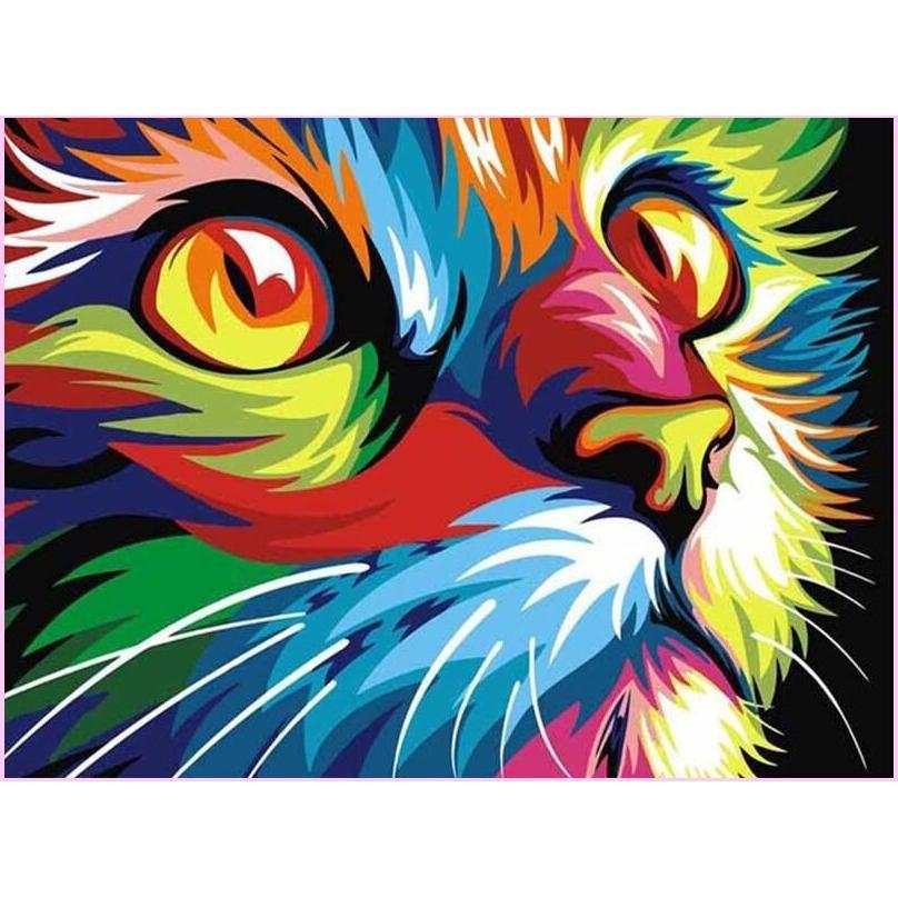 Rainbow Cat (Close-Up)-Diamond Painting Kit-Heartful Diamonds