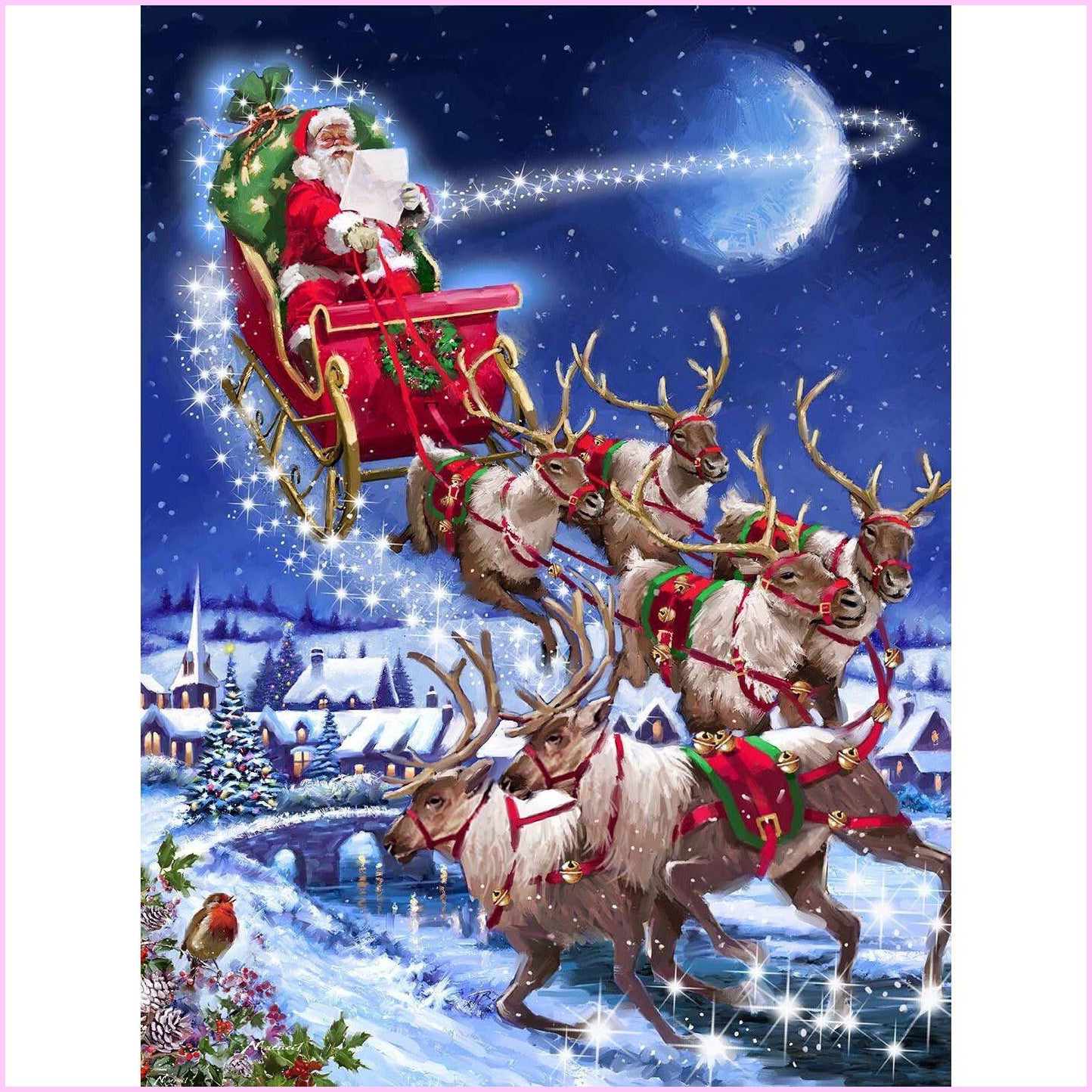 Santa's Sleigh Team Diamond Painting | 5D Diamond Painting Kits-Diamond Painting Kit-Heartful Diamonds
