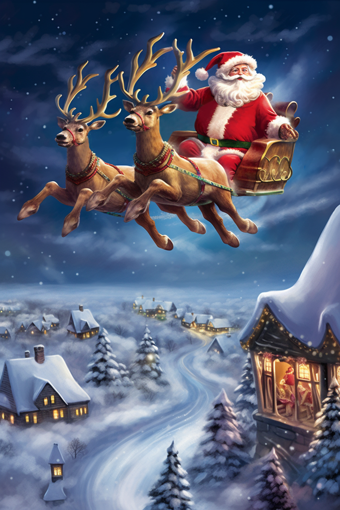 Santa's Midnight Voyage Diamond Painting Kit-30x45cm (12x18 in)-Heartful Diamonds