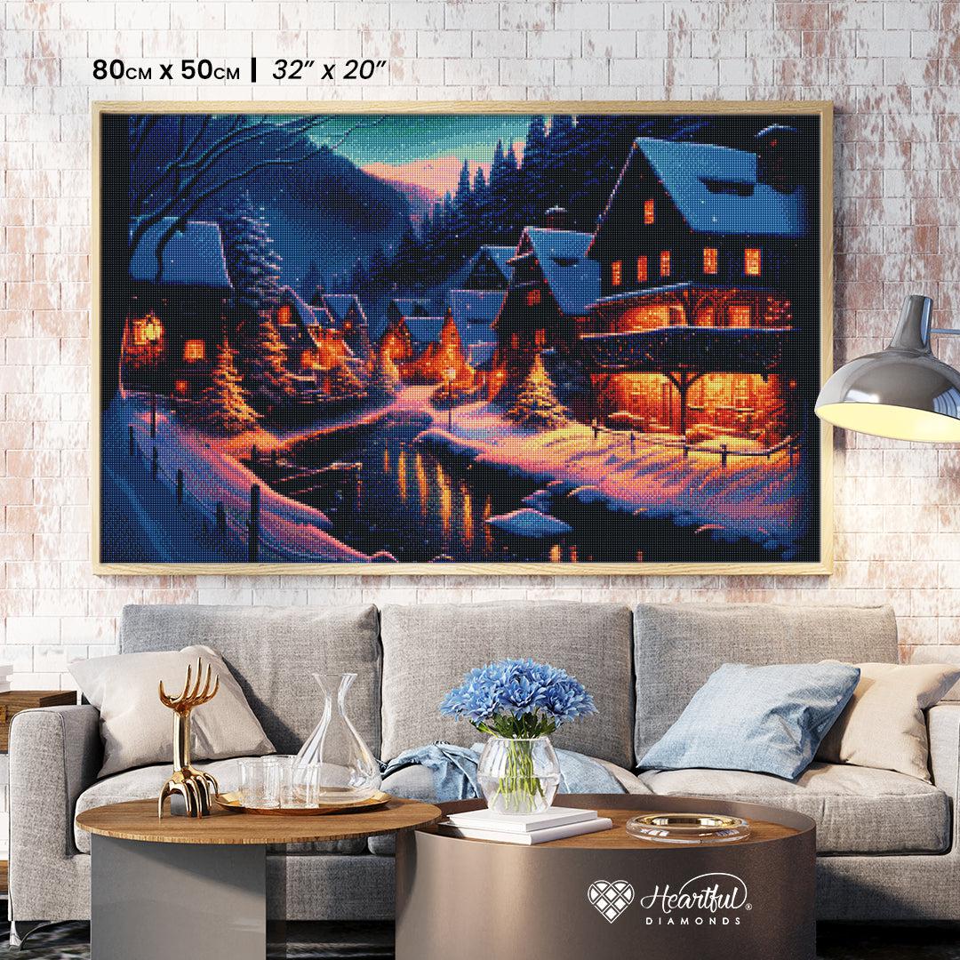 Diamond Art Snowy Village Square Diamond Painting