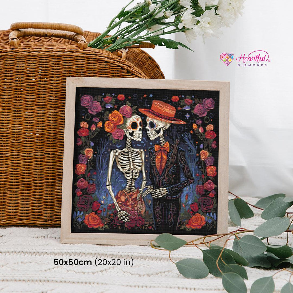 Sugar Skulls & Roses Diamond Painting Kit-50x50cm (20x20 in)-Heartful Diamonds