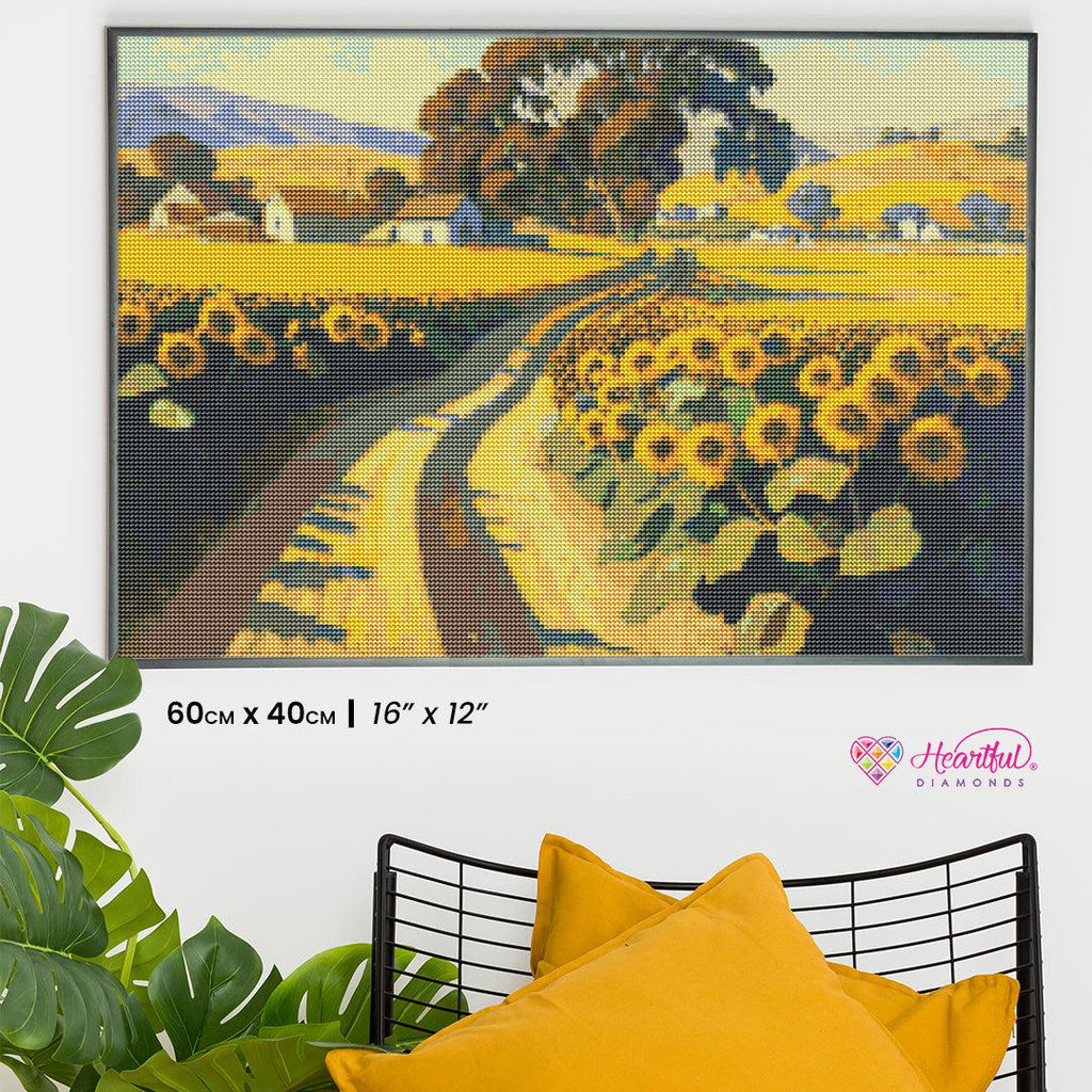 Golden Sunflower Field-Diamond Painting Kit-Heartful Diamonds