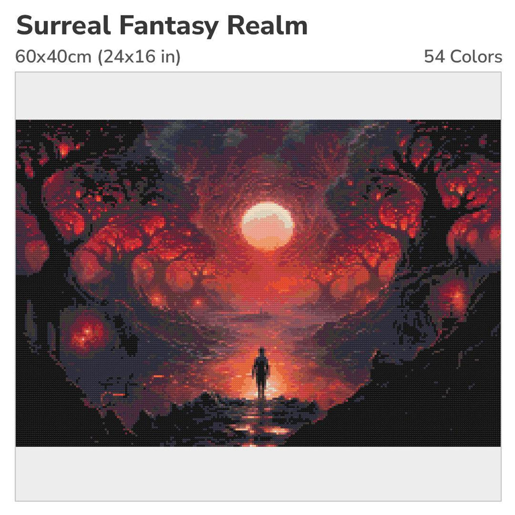 Surreal Fantasy Realm Diamond Painting Kit-60x40cm (24x16 in)-Heartful Diamonds