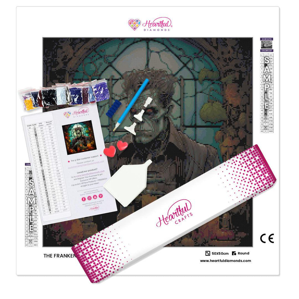 The Frankenstein Stained Glass Diamond Painting Kit-50x50cm (20x20 in)-Heartful Diamonds