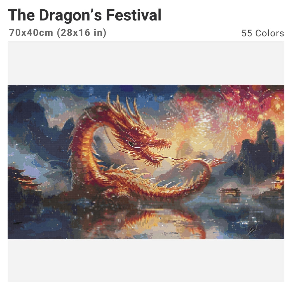 The Dragon's Festival Diamond Painting Kit-70x40cm (28x16 in)-Heartful Diamonds