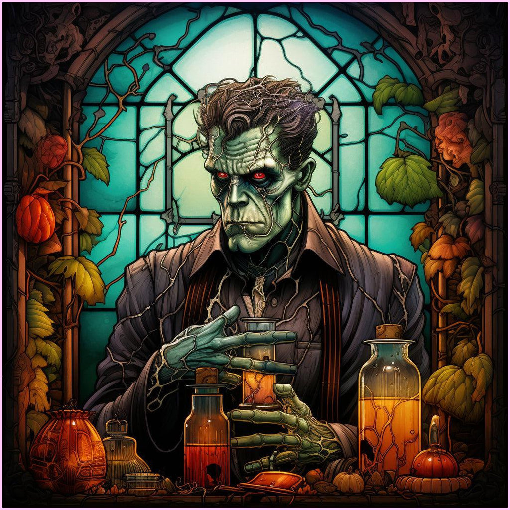 The Frankenstein Stained Glass Diamond Painting Kit-50x50cm (20x20 in)-Heartful Diamonds