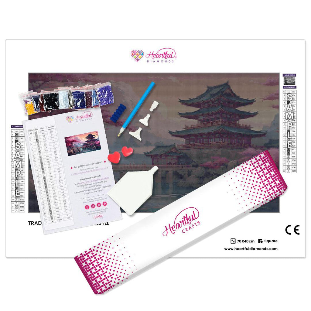 Traditional Japanese Castle Diamond Painting Kit-70x40cm (28x16 in)-Heartful Diamonds