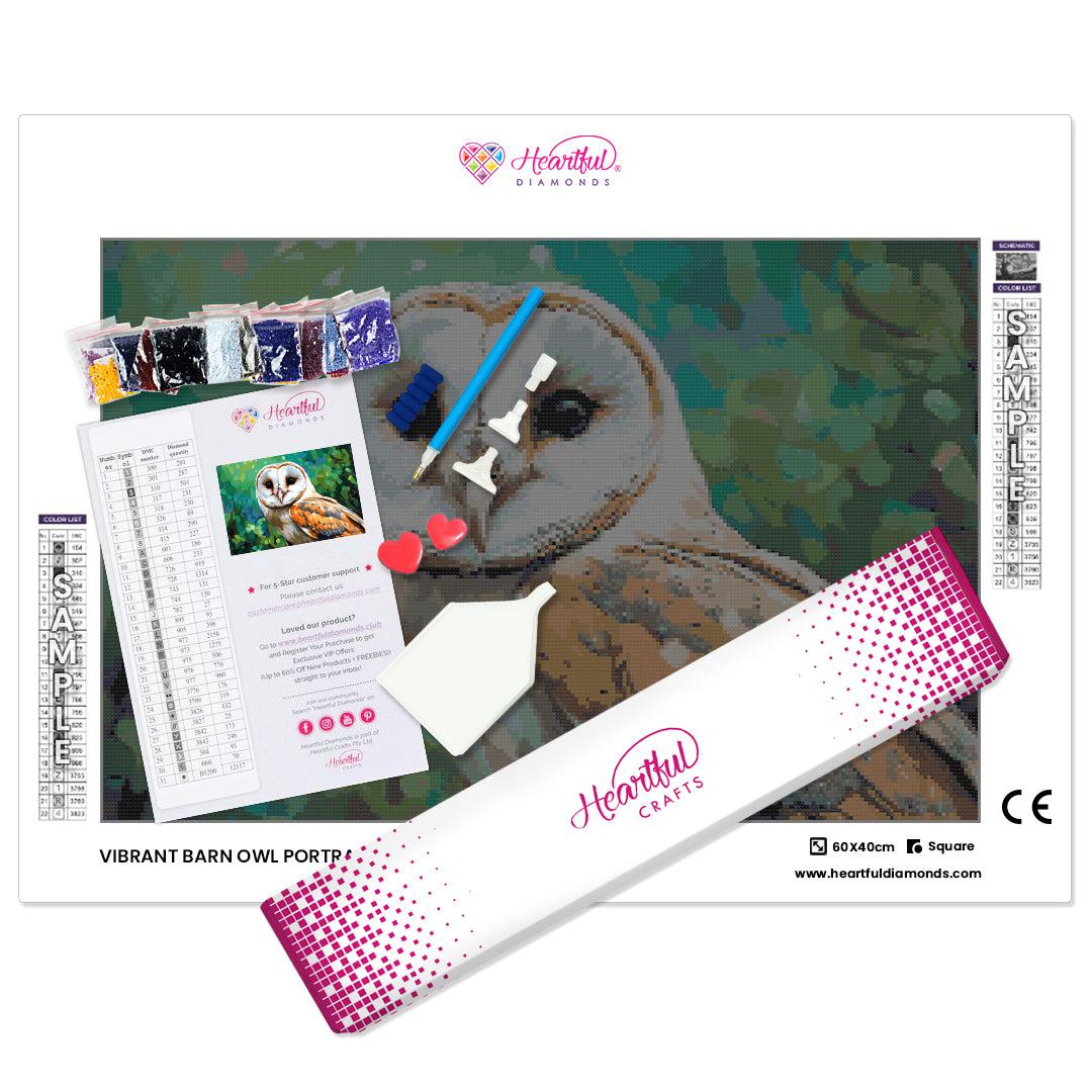 Vibrant Barn Owl Portrait Diamond Painting Kit-Heartful Diamonds