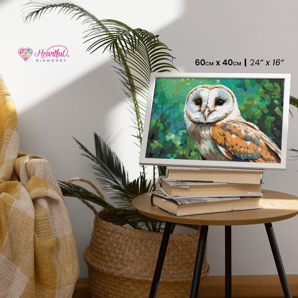 Vibrant Barn Owl Portrait Diamond Painting Kit-Heartful Diamonds