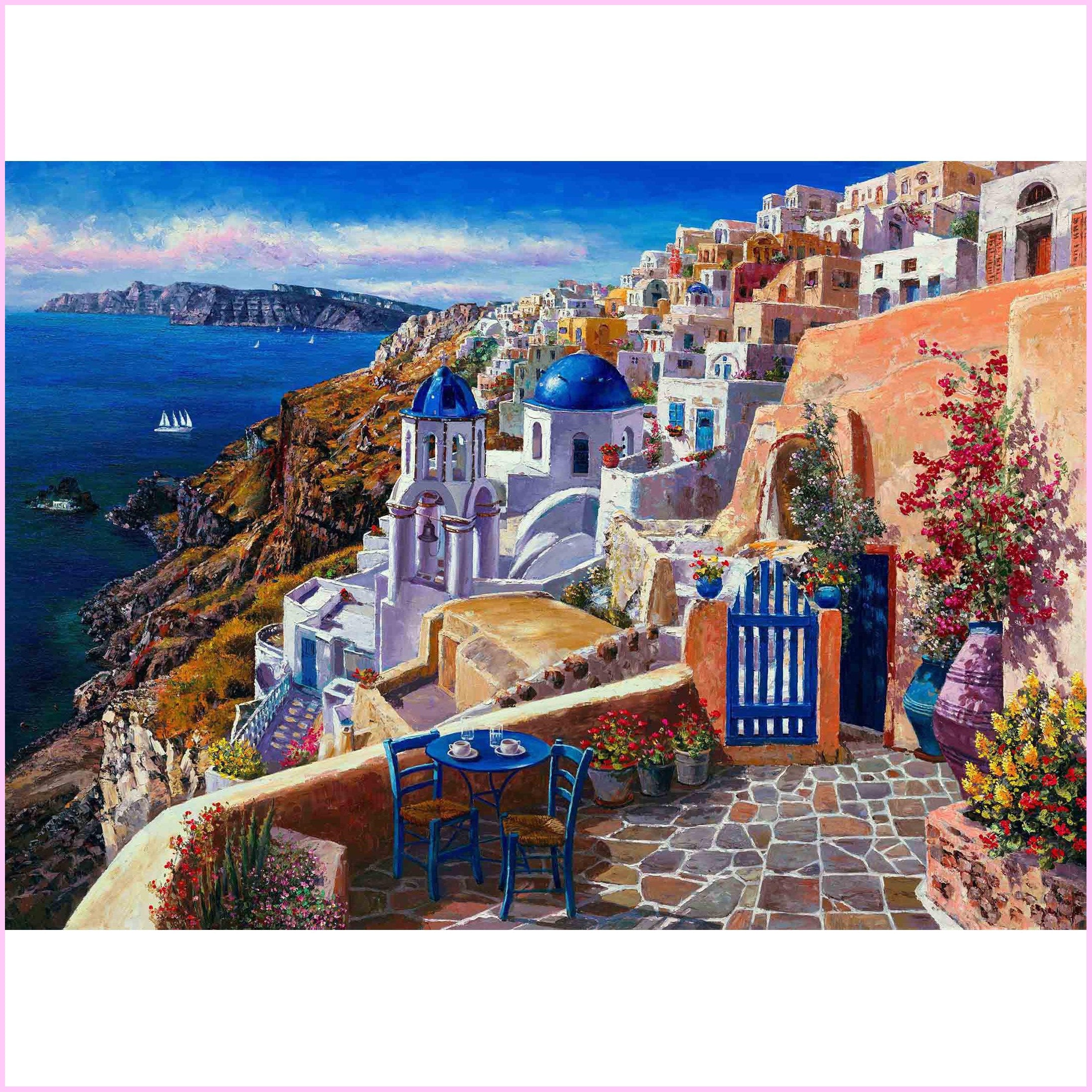 View of Santorini-Diamond Painting Kit-Heartful Diamonds