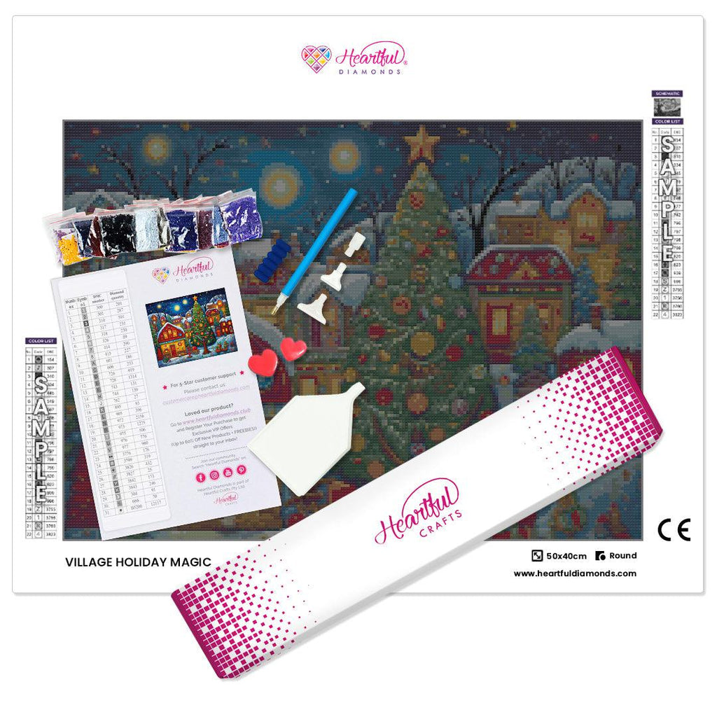 Village Holiday Magic Diamond Painting Kit-50x40cm (20x16 in)-Heartful Diamonds