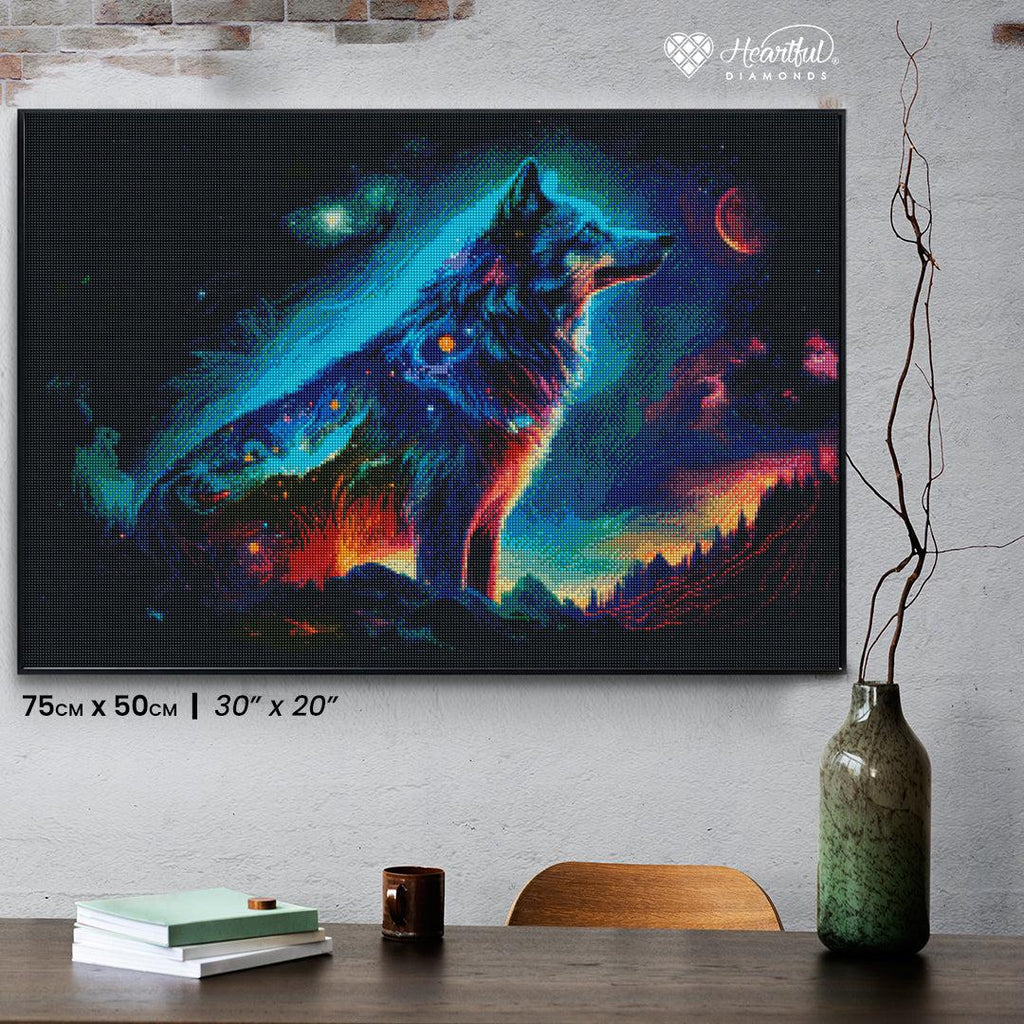 Cosmic Wolf in the Starry Sky-Diamond Painting Kit-Heartful Diamonds